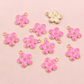 Colorful Enamel Five Petal Flower Charms With Gold Edges view 4