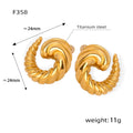 Twisted Spiral C-Shape Stud Earrings Gold Silver Titanium Steel view 8