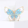 Crystal Dot Butterfly Brooch in Pink or Blue Enamel Wings view 3