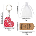 Mama Heart Wood Keychain, Red Pink Gingham Pattern view 2