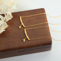 Gold Bamboo Bar Pendant Necklace Leaf Dangle Charm view 3
