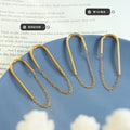 U-Shape Tube Chain Drop Stud Earrings Gold Steel Pair view 2
