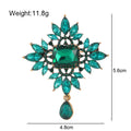 Green Flower Crystal Three Designs Metal Brooch Pin view 2