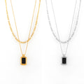 Layered Figaro Necklace With Black Acrylic Pendant view 5