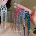 Crystal Circle Long Tassel Earrings in Five Bold Colors view 2