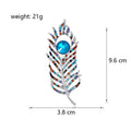 Blue Feather Crystal Metal Brooch Pin for Jackets and Lapels view 2