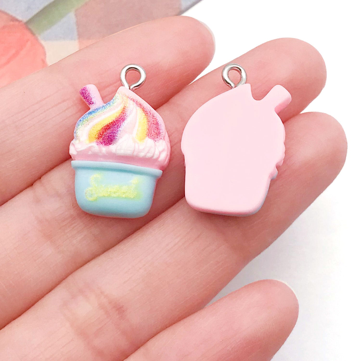Resin Cartoon Milkshake Cake Ice Cream Charm Pendant for DIY Necklace Bracelet Earrings