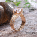 Round Solitaire Three Band Ring Set in Rose Gold Tone view 5