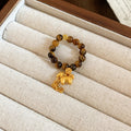 Tiger Eye Coin Horse Elastic Bead Ring Coffee Gold view 7