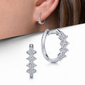 Silver Marquise CZ Cluster Huggie Hoop Earrings Pair view 1