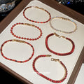 Gold Red Crystal Tennis Bracelets Clear Round Styles view 2