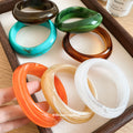 Irregular Marbled Acrylic Resin Bangle Bracelets 7 Colors view 4
