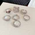Crinkle Metal Resin Zircon Open Ring Six Seven Piece Sets view 8