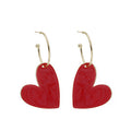 Marbled Heart Gold Tone Large Hoop Earrings in Three Colors view 5