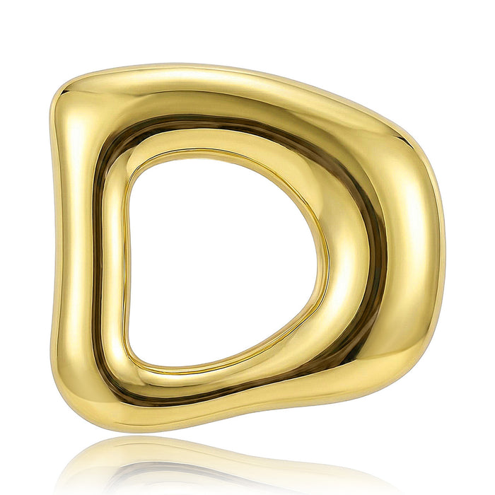 Rounded Open Triangle Brooch in Polished Metal for Jackets and Scarves