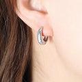 Gold and Silver Small Geometric Huggie Hoop Earrings view 6