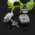 Silver Tone Emerald Cut Crystal Cluster Stud Earrings view 4