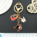 Street Dance Headphones and Record Metal Clasp Keychain Pair view 3