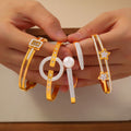 Gold Titanium Steel Crystal Pearl Star Square Bangles view 4