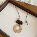 Wood Bead and Woven Pendant Cord Necklaces in Seven Designs view 11
