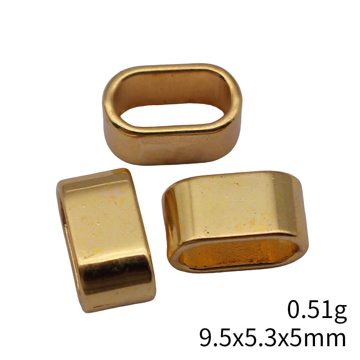 9.5x5.3x5mm 0.51g Bright Gold Zinc Alloy Smooth Oval Large Hole Beads for Bracelet Necklace Jewelry Making