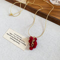 Red Flocked Grape Cluster Necklace Hook Earrings Gold Tone view 6