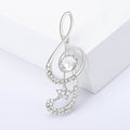 Crystal Treble Clef Music Note Brooch Silver and Gold view 4