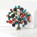 Colorful Crystal Tree Brooch with Polished Metal and Decorative Accents view 5