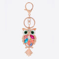 Rose Gold Multicolor Rhinestone Owl Metal Keychain view 5