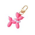Gold Tone Balloon Dog Clip Keychains with Pearl Collars in Eight Colors view 5