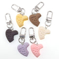 Silver Tone Pitted Heart Clip Keychains in Six Colors view 1