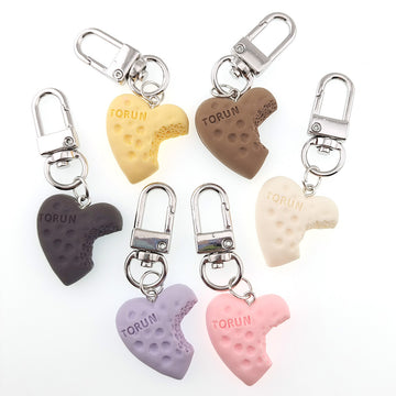 Silver Tone Pitted Heart Clip Keychains in Six Colors