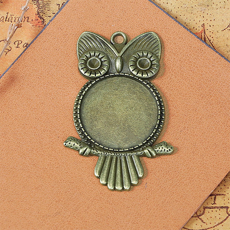 25mm Vintage Owl Cabochon Tray Keychain Pendant Base