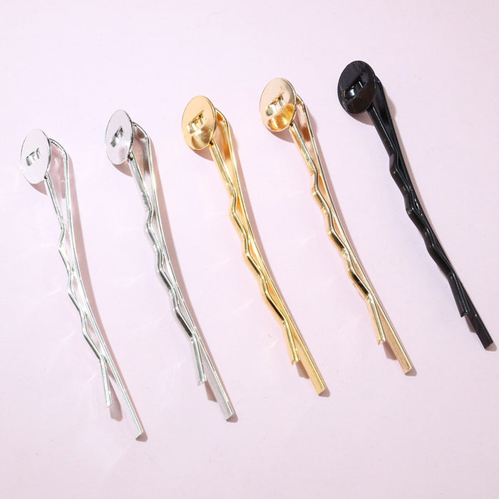 Round Pad Wavy Bobby Pin Blanks in Assorted Metal Finishes