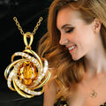 Spiral Flower Oval Center Stone Pendant Gold White Metal Alloy view 2