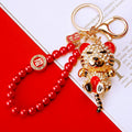 Chinese Zodiac Animal Keychains with Red Bead Fortune Loops view 3