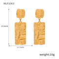 Molten Texture Rectangle Drop Stud Earrings Gold Steel view 6