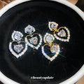 Double Heart Crystal Drop Earrings in Two Metal Tones view 2