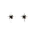 Silver Mini Starburst Stud Earrings Black White Crystal view 5