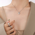 Gold Rose Steel Puffy Heart Pendant Snake Chain Necklace view 8