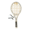 Crystal Tennis Racket and Ball Brooch in Gold or Silver Tone view 1