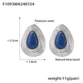 Textured Teardrop Stud Earrings with Blue Lazuli Inlay view 7