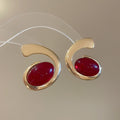 Gold Resin Oval Curl Stud Earrings Collar Necklaces 6 Styles view 6