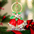 Classic Red Double Bell Christmas Keychain with Gold Tone Hardware view 2