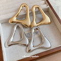 Open Triangle Metal Stud Earrings in Polished Statement Design view 2