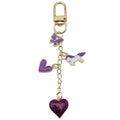 Purple Heart Butterfly and Carousel Metal Clasp Keychain Set view 5