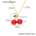 Red Cherry Pendant Necklaces and Hoop Earrings in Twelve Styles view 6