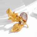 Maple Leaf Crystal Metal Brooch Pin for Jackets and Lapels view 4