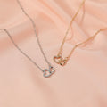 Double Interlocking Heart Pendant Necklace Gold Silver view 3