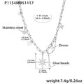 Eight Point Star Paperclip Necklace Pearls Gold Steel view 7